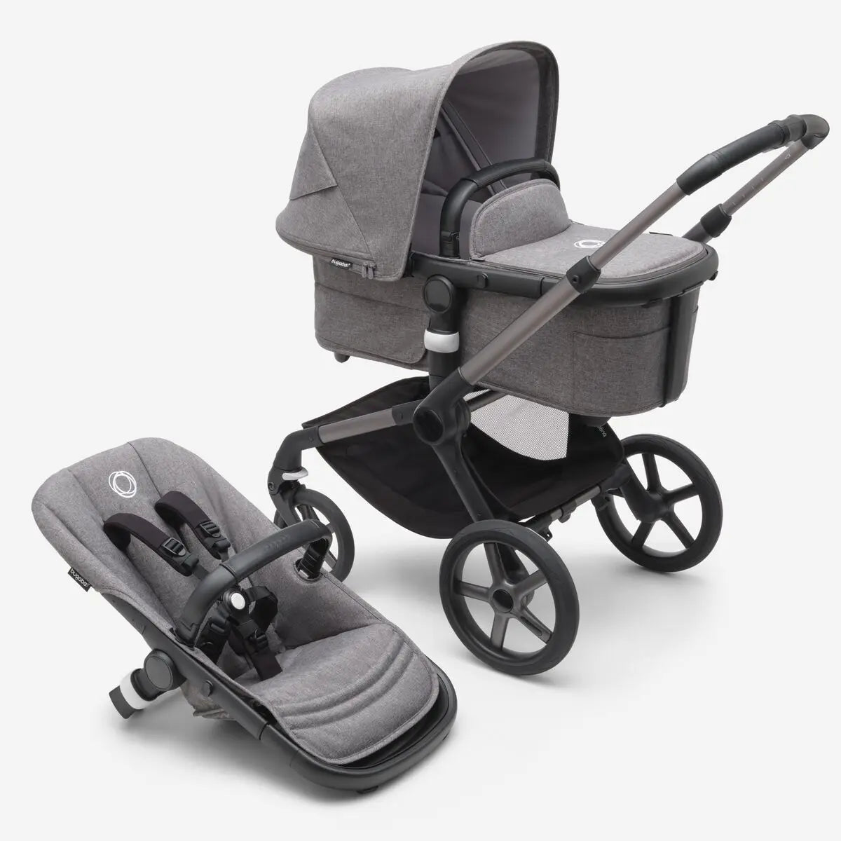 Bugaboo Fox 5 carrycot and seat pushchair Grey Melange – Jolly Tots