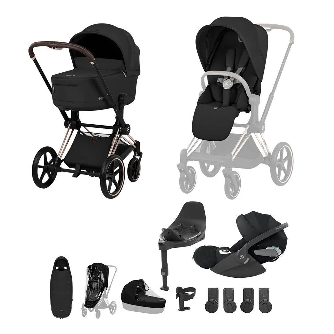 Cybex Priam Ultimate Accessory Bundle - Comfort Collection Sepia Black/Rose Gold