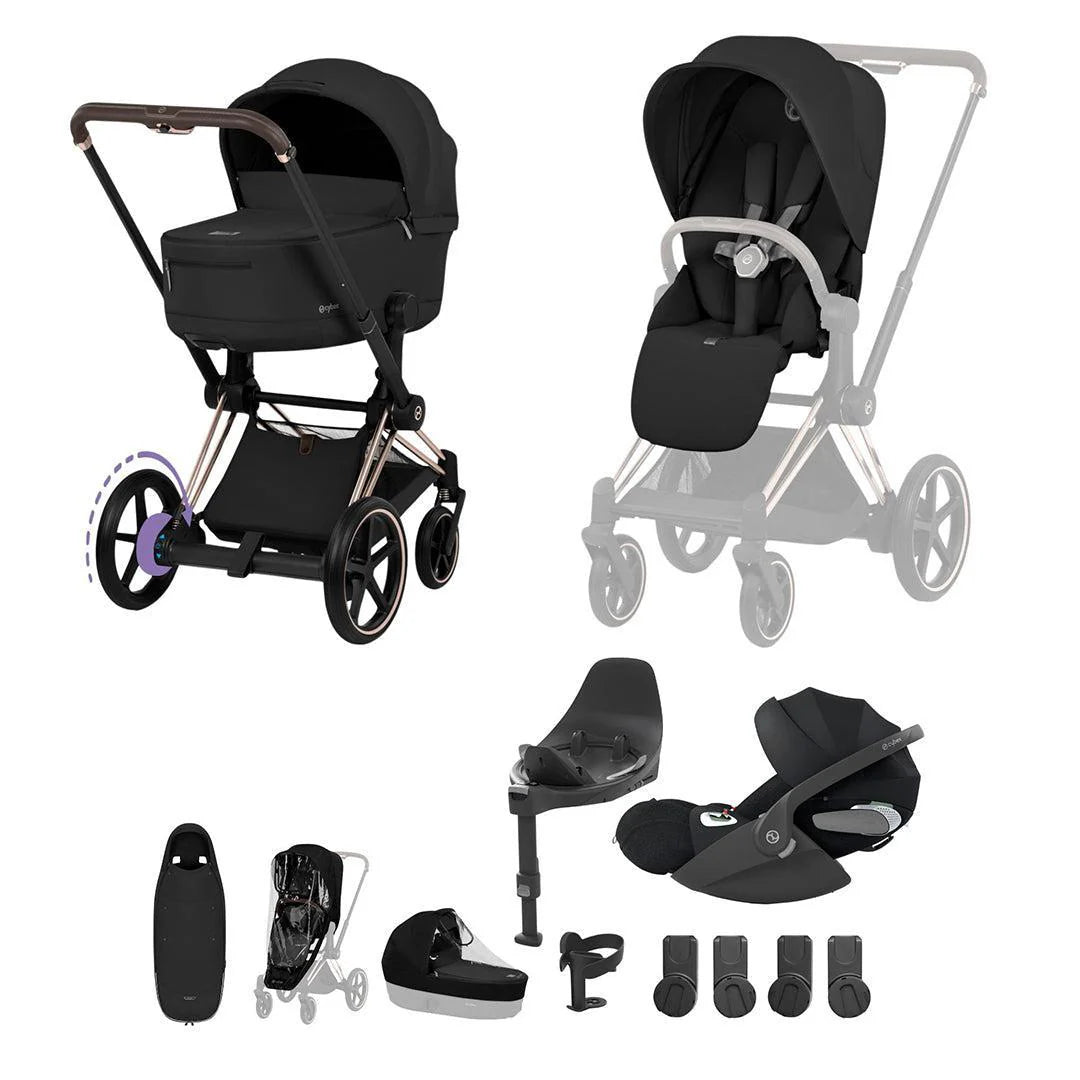 Cybex e-Priam Ultimate Accessory Bundle - Comfort Collection Sepia Black Rose Gold