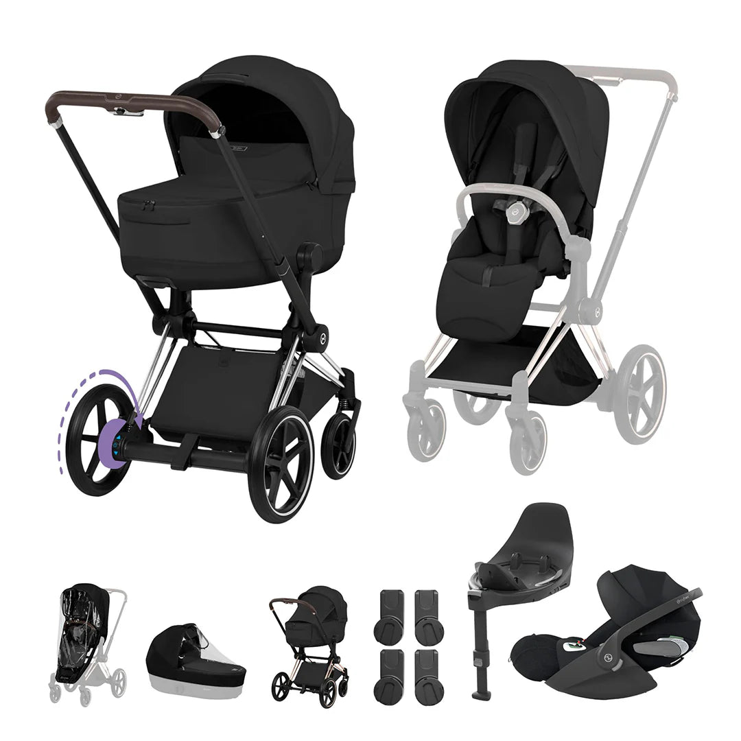 Cybex e-Priam Ultimate Bundle - Style Collection Sepia Black Chrome Brown