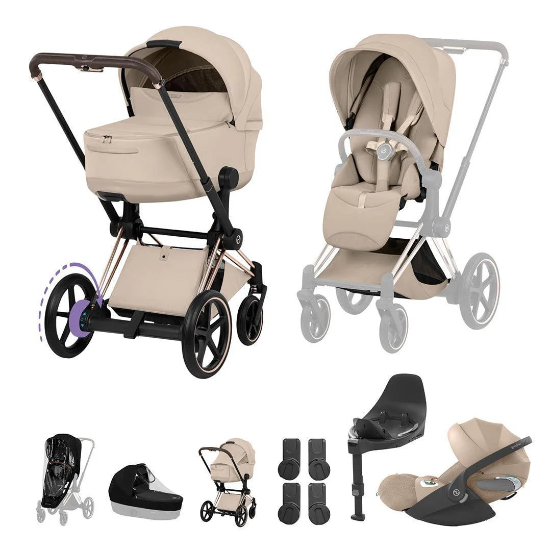 Cybex e-Priam Ultimate Bundle - Style Collection Cozy Beige Rose Gold