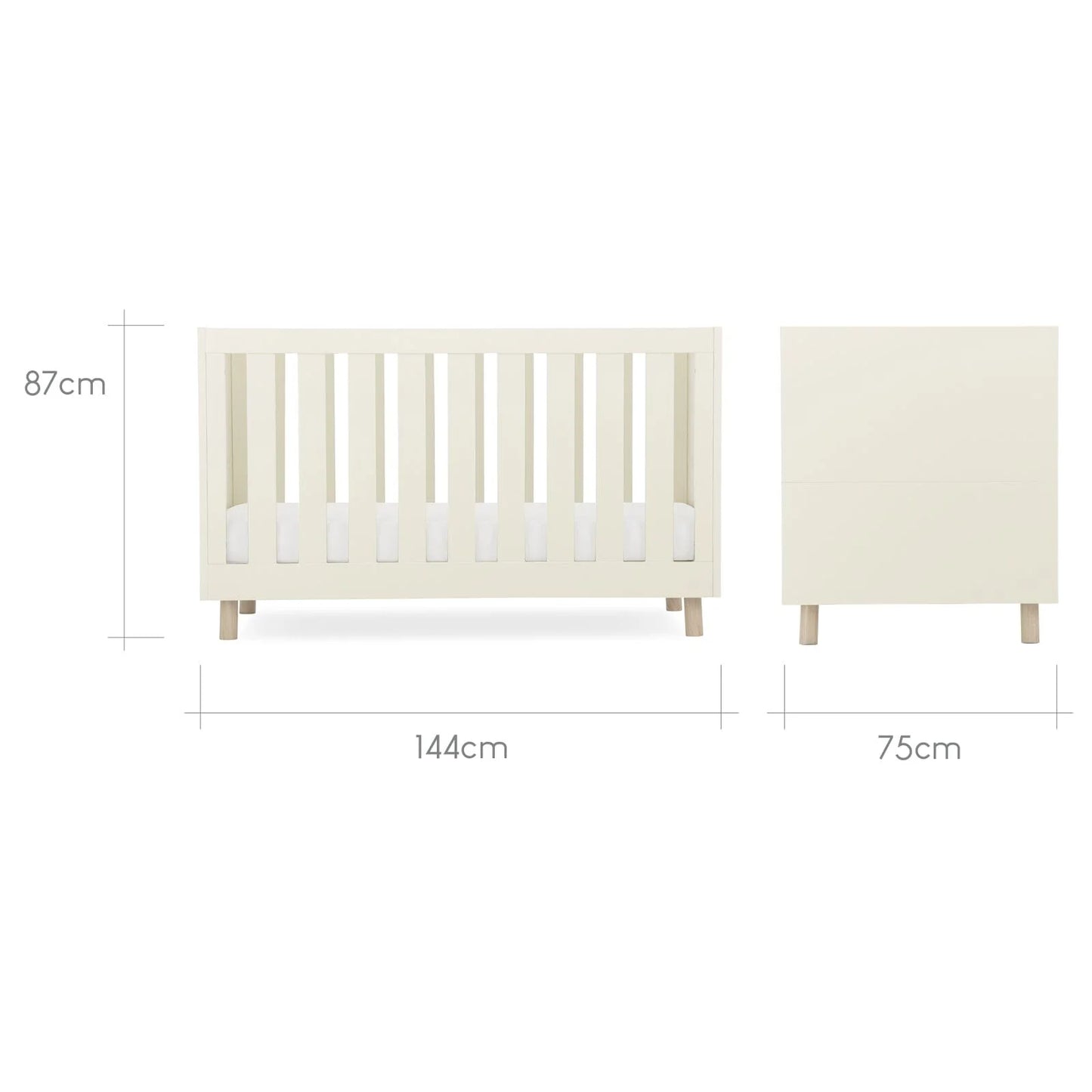Harper Cot Bed Cream & Ash