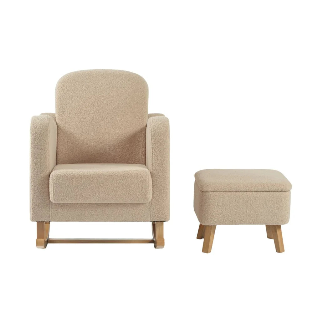 Bebe & Beyond Soother Nursing Chair + Stool – Boucle Collection Oat