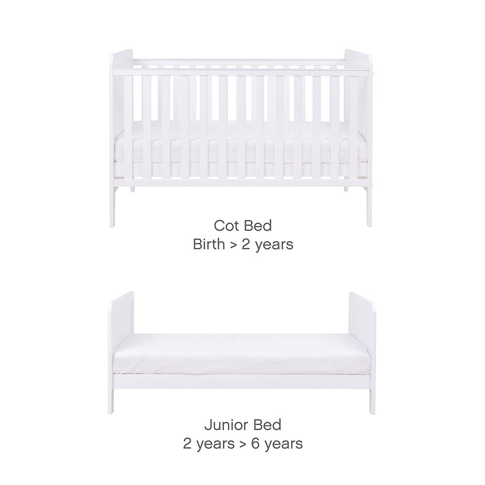 Tutti Bambini Rio Cot Bed with Cot Top Changer & Mattress White