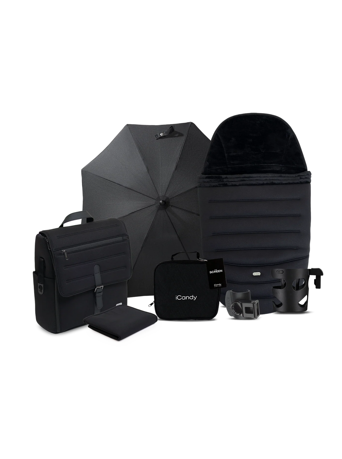 iCandy Peach 8 Black Pushchair and Carrycot - 360 Car Seat Pushchair Bundle
