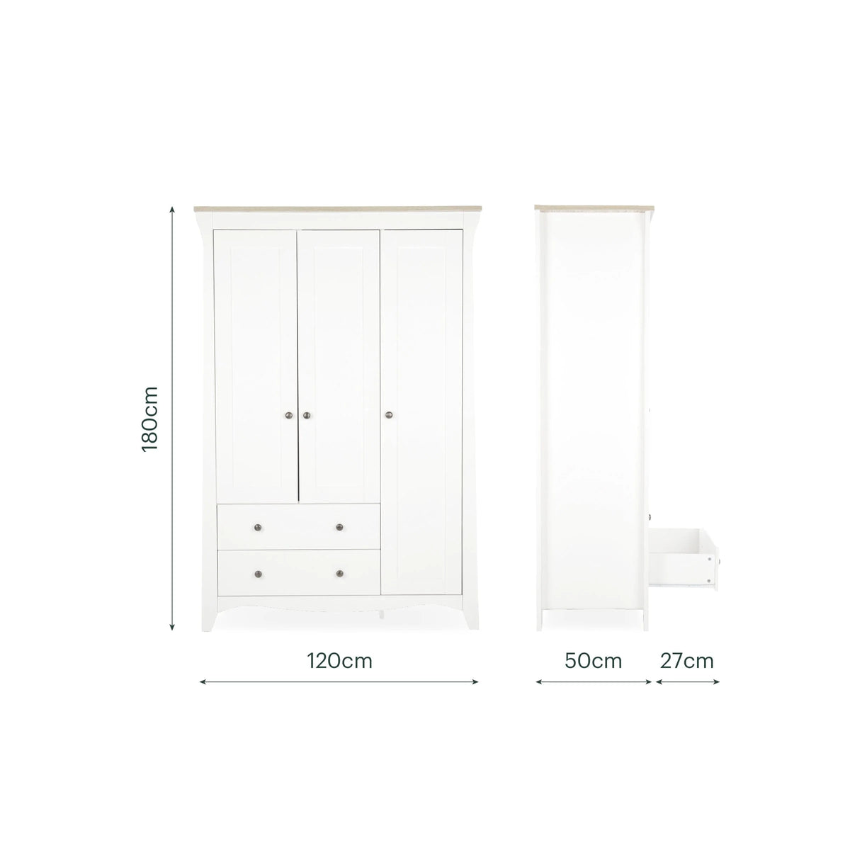 CuddleCo Clara Triple Wardrobe, Cashmere & Ash