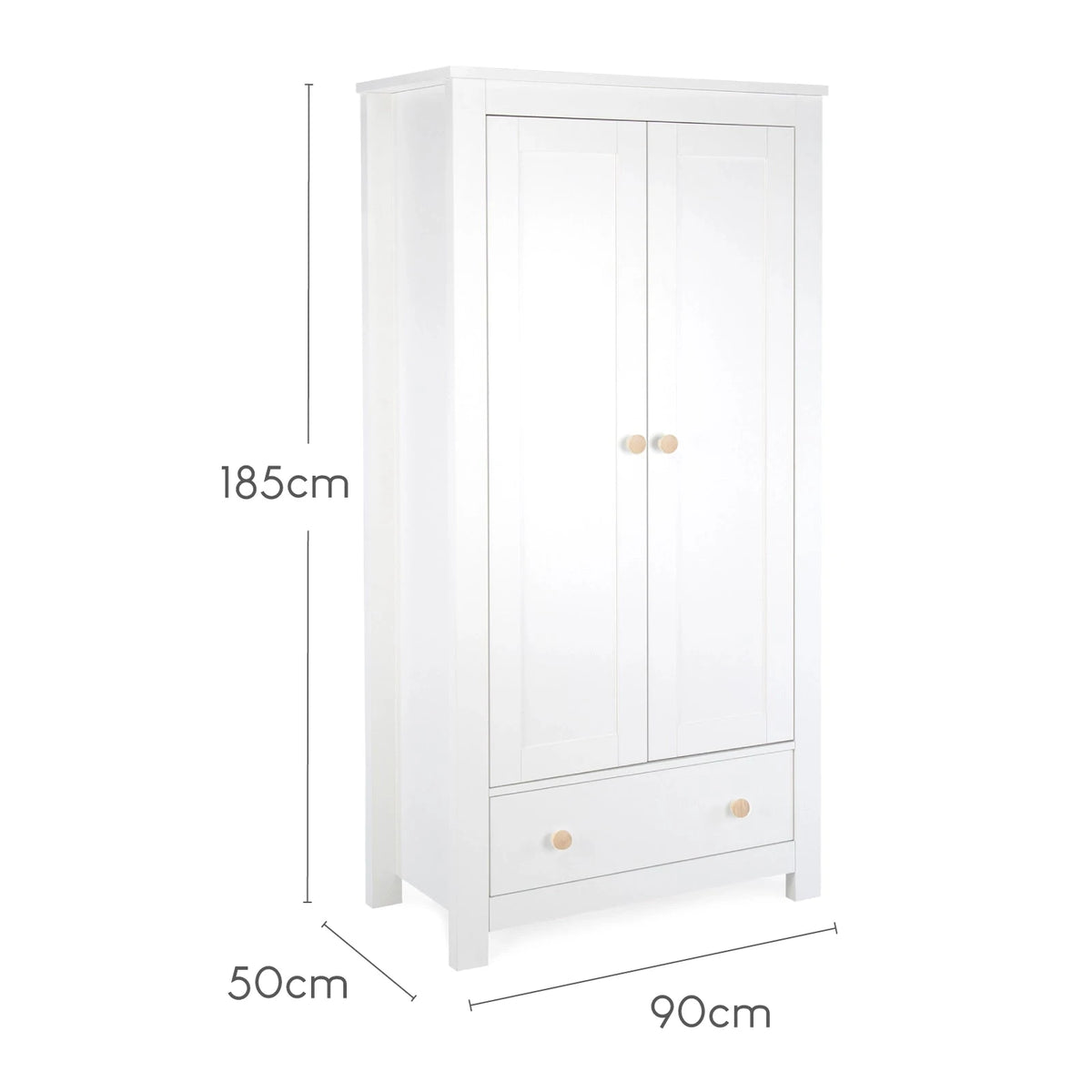 Cuddle Co Aylesbury 3 Piece Nursery Furniture Set (Cot Bed, Dresser & Wardrobe) - White & Ash