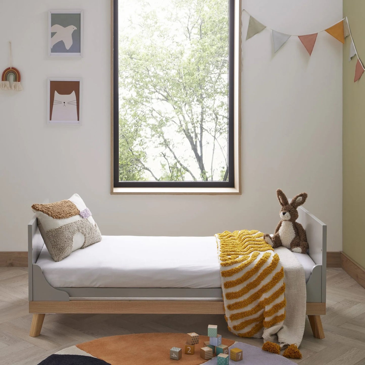 Babymore Mona cot bed - Grey *AUGUST OFFER FREE FIBRE MATTRESS