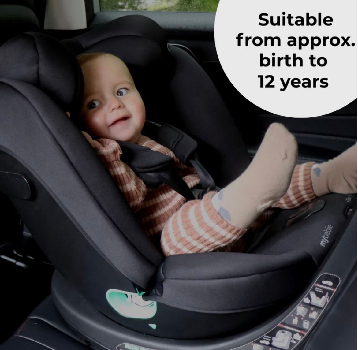 My Babiie Easy Spin R129 Car Seat com with Top Tether - Black