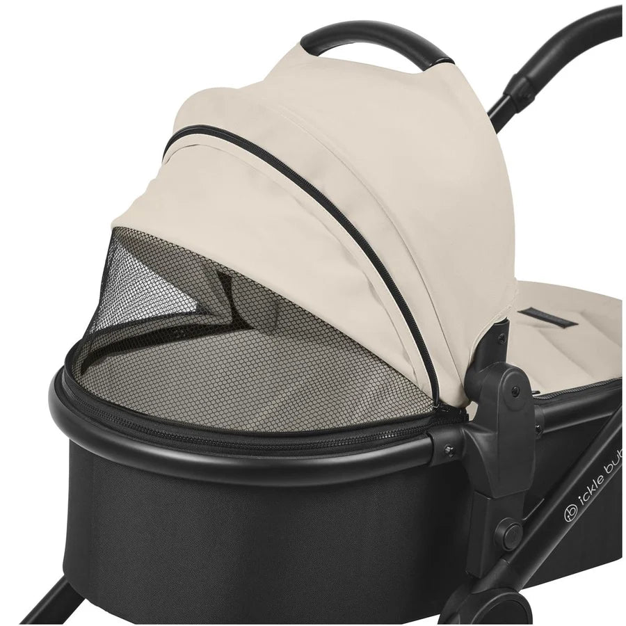 Ickle Bubba Virgo Twin 18 Piece Travel System with i-Size Nimbus Car Seats & Spin ISOFIX Bases -Stone