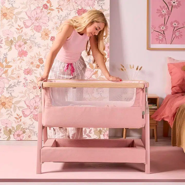 Tutti Bambini Cozee Air 2 Bedside Crib – Drifted Oak/Blush