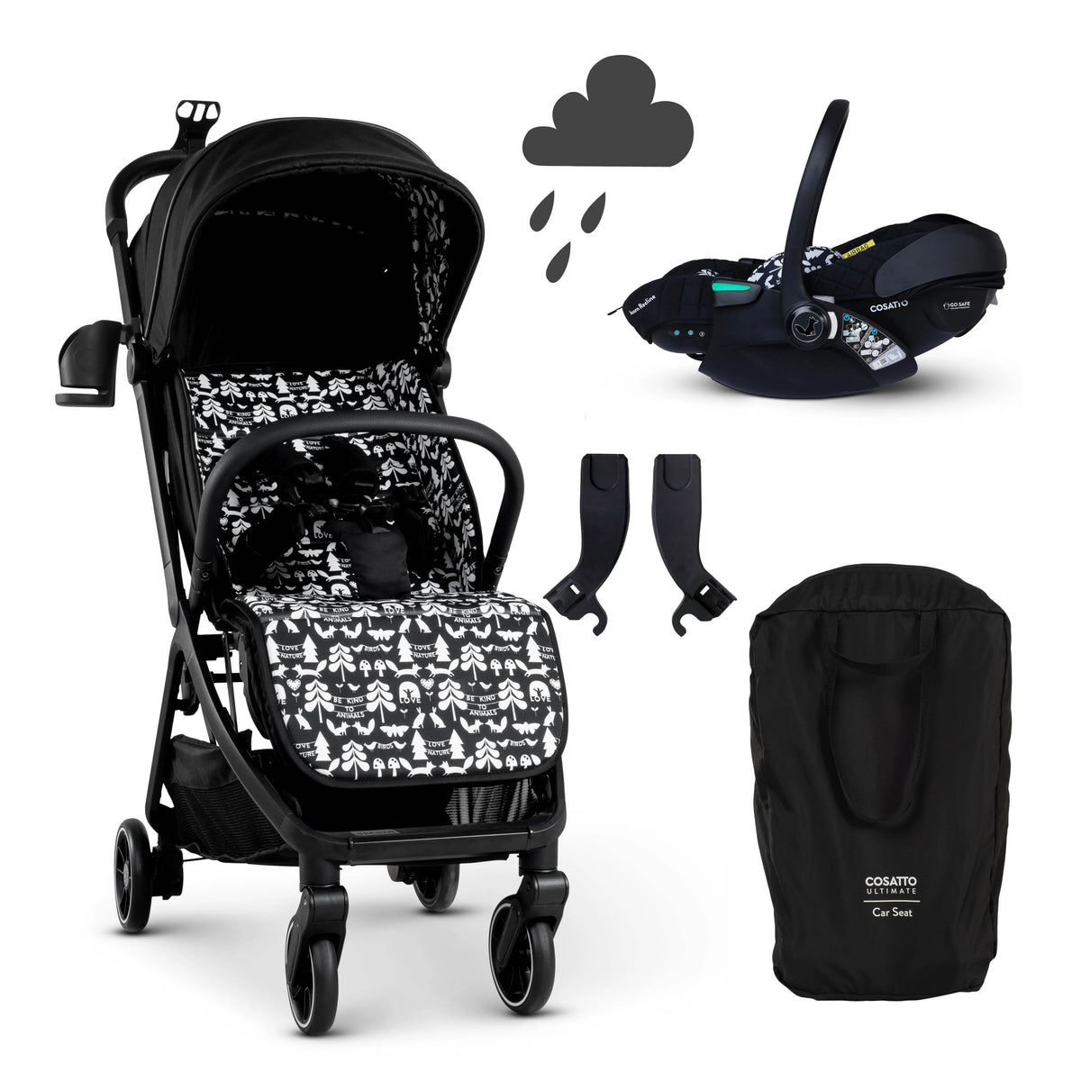 Cosatto Woosh City Recline Car Seat Bundle Silhouette