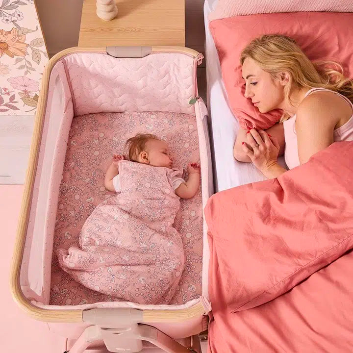 Tutti Bambini Cozee Air 2 Bedside Crib – Drifted Oak/Blush