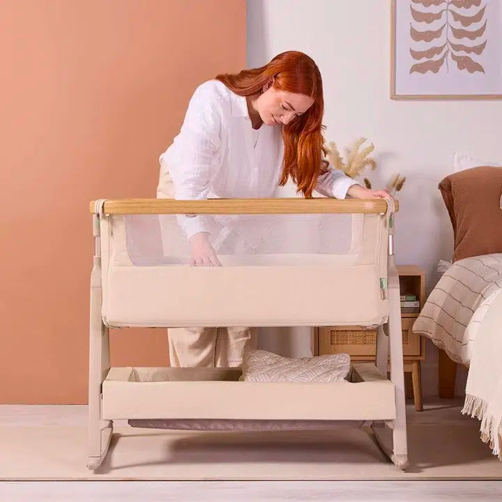 Tutti Bambini Cozee Air 2 Bedside Crib – Toasted Oak/Sand