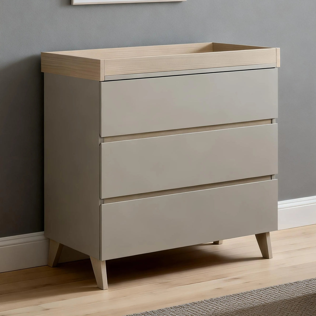 Babymore Mira Nursery Chest Changer – Cashmere Warm Oak