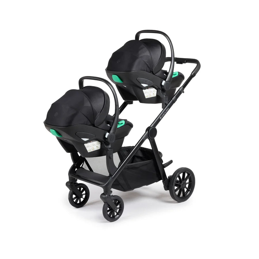 Ickle Bubba Virgo Twin 18 Piece Travel System with i-Size Nimbus Car Seats & Spin ISOFIX Bases -Stone