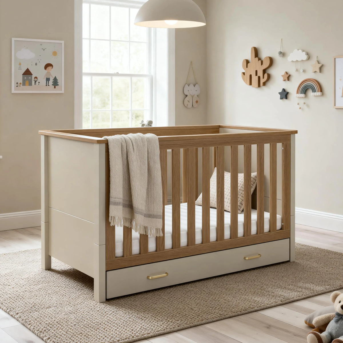 Babymore Mira cot bed - Cashmere warm oak
