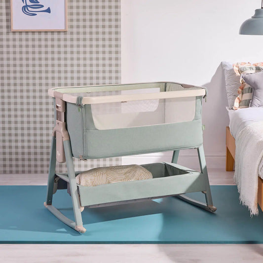 Tutti Bambini Cozee Air 2 Bedside Crib – Whitewash/Kelp