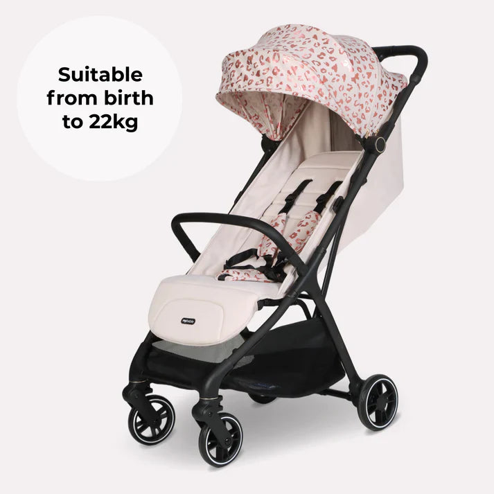 My Babiie MBX6 Auto-Fold Compact Stroller - Pink Leopard