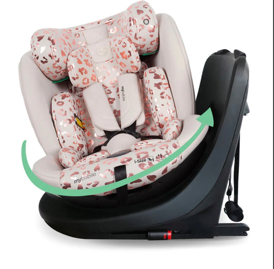 My Babiie Easy Spin R129 Car Seat with Top Tether - Pink Leopard