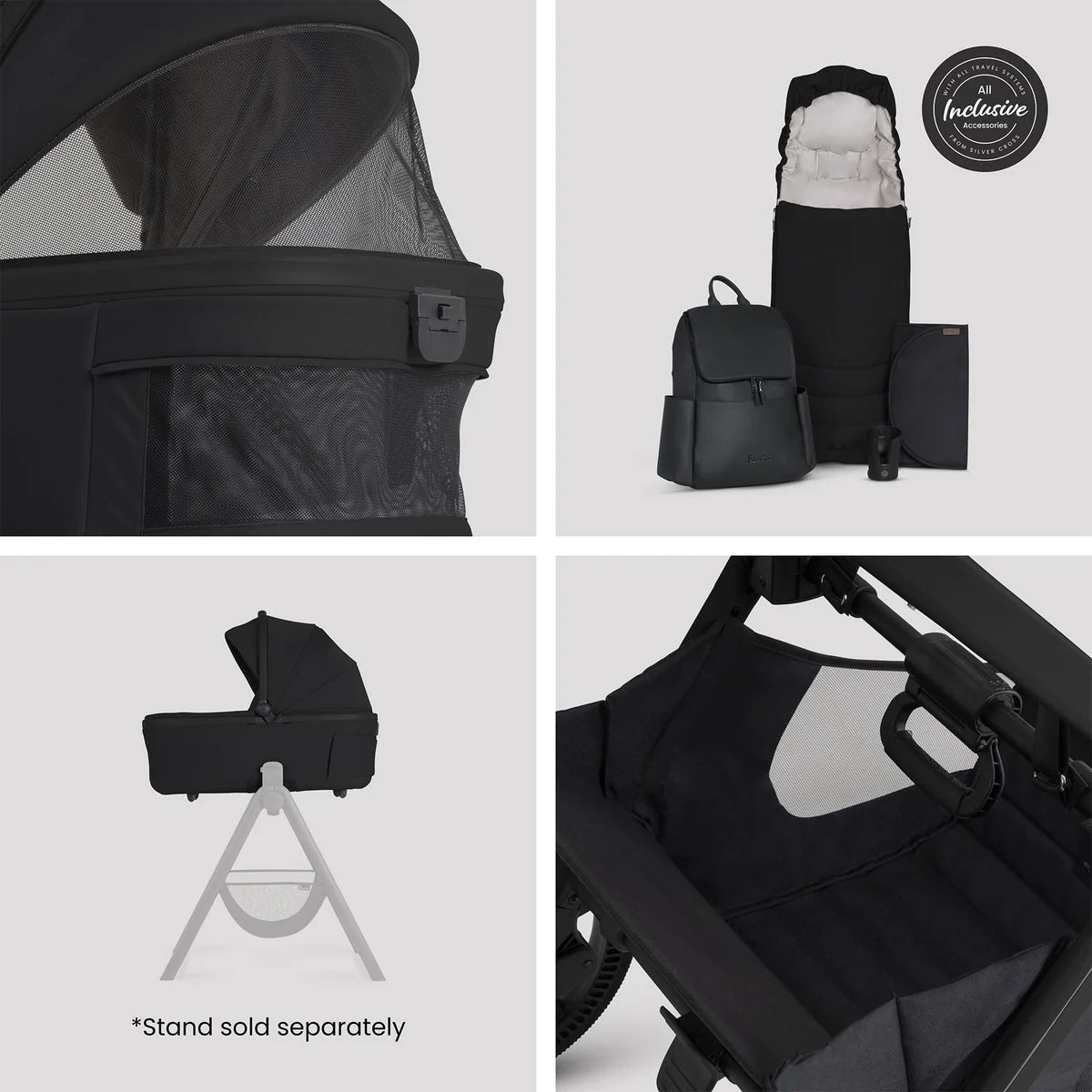 Silver Cross Cove 2 Onyx Travel System Ultimate 360 Family Car Seat Bundle (11 piece)