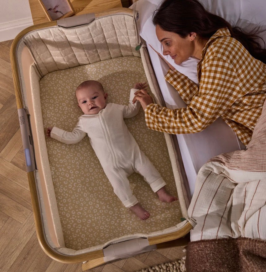 Tutti Bambini CoZee Sense Bedside Crib ~ Toasted oak/Sand