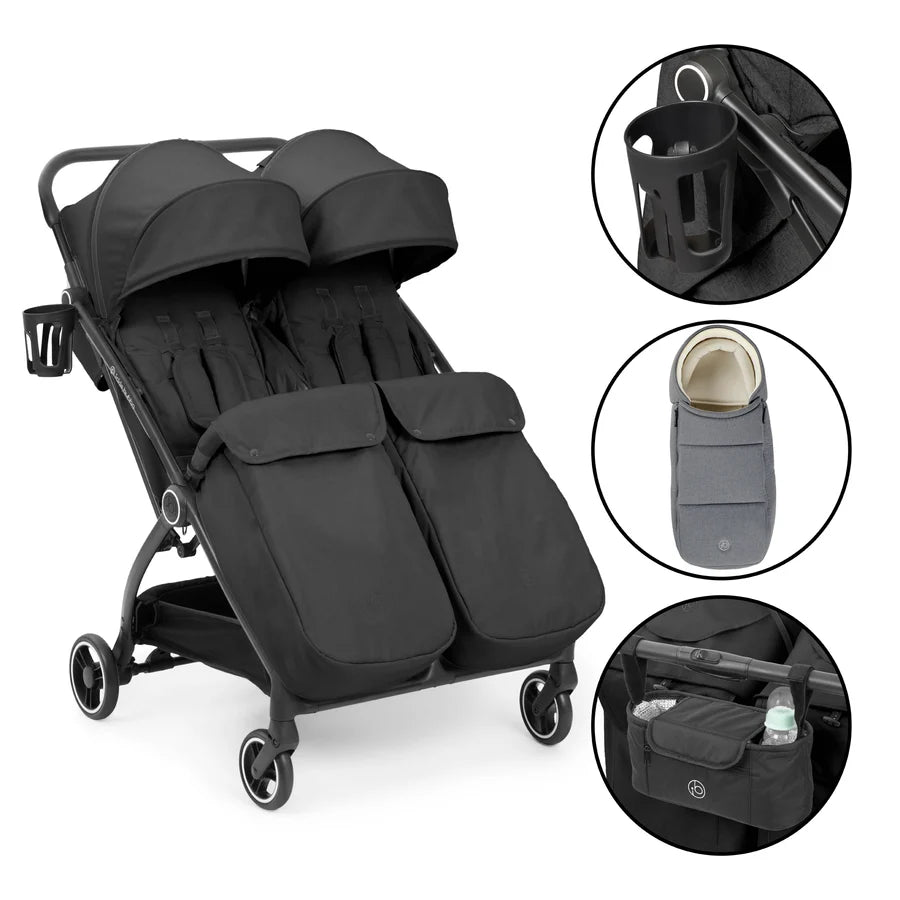 Ickle Bubba Aries Double prime  Autofold Stroller, Graphite Grey