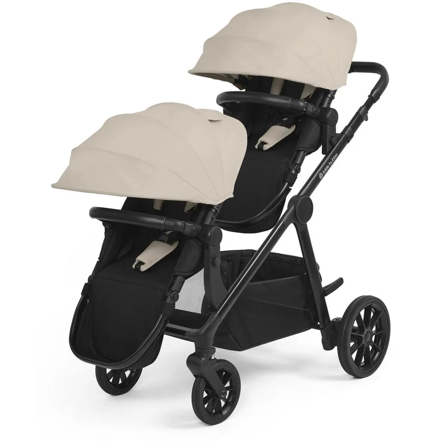 Ickle Bubba Virgo Twin 18 Piece Travel System with i-Size Nimbus Car Seats & Spin ISOFIX Bases -Stone