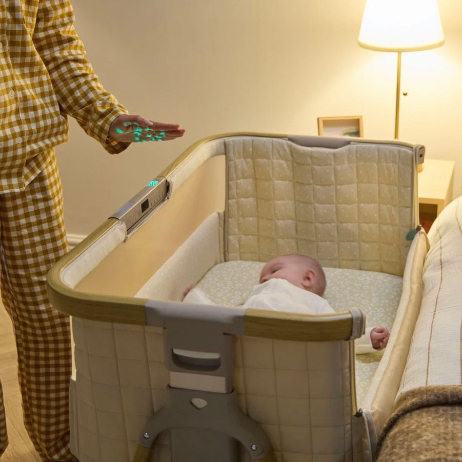 Tutti Bambini CoZee Sense Bedside Crib ~ Toasted oak/Sand