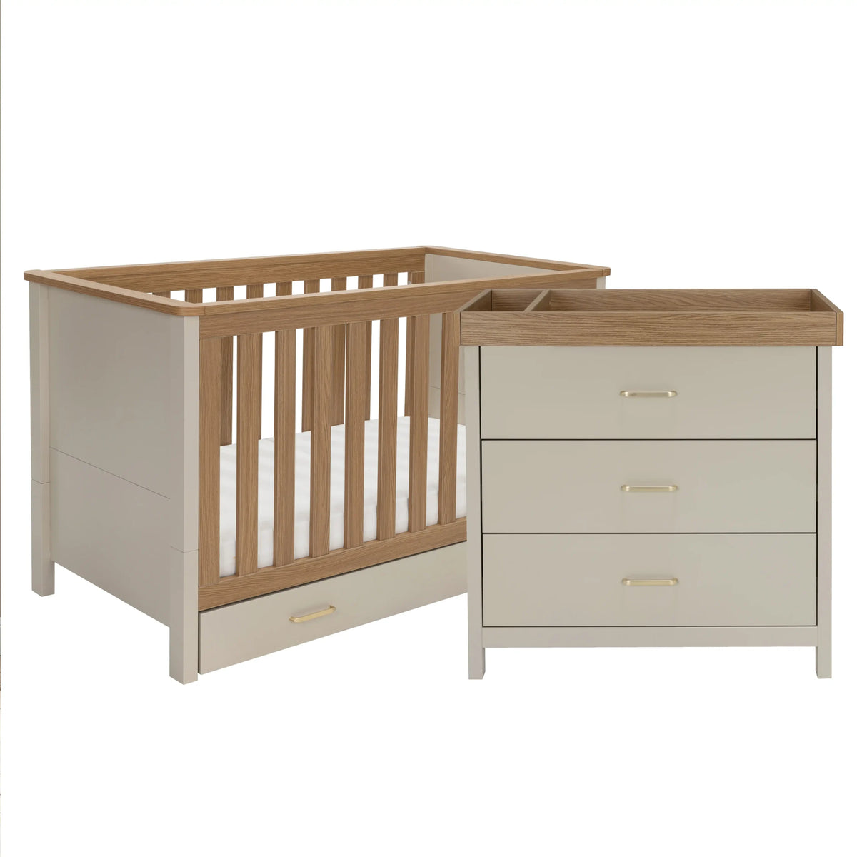 Babymore Mira 2 piece nursery room set - cashmere warm oak