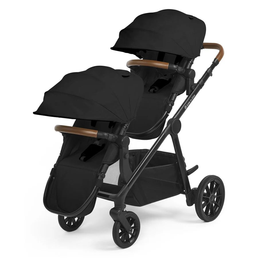 Ickle Bubba Virgo Twin 18 Piece Travel System with i-Size Cirrus Car Seats & Isofix Bases, Black