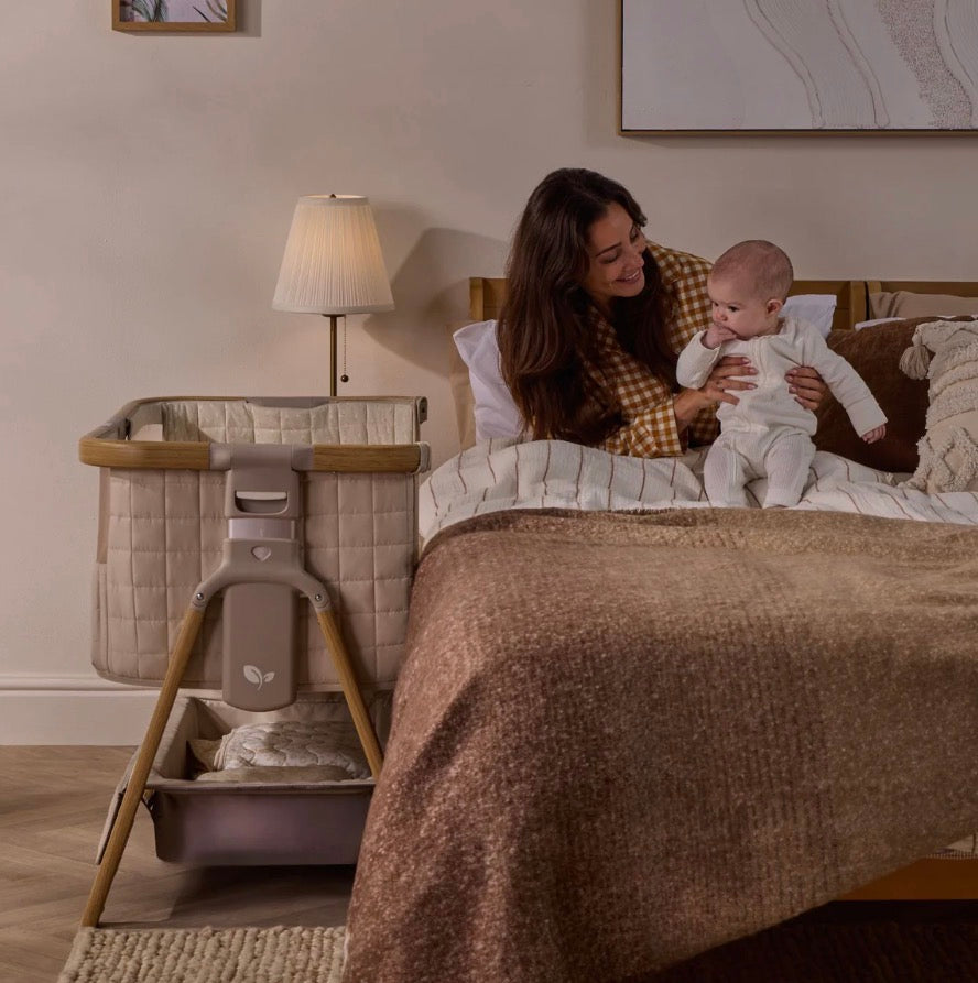 Tutti Bambini CoZee Sense Bedside Crib ~ Toasted oak/Sand