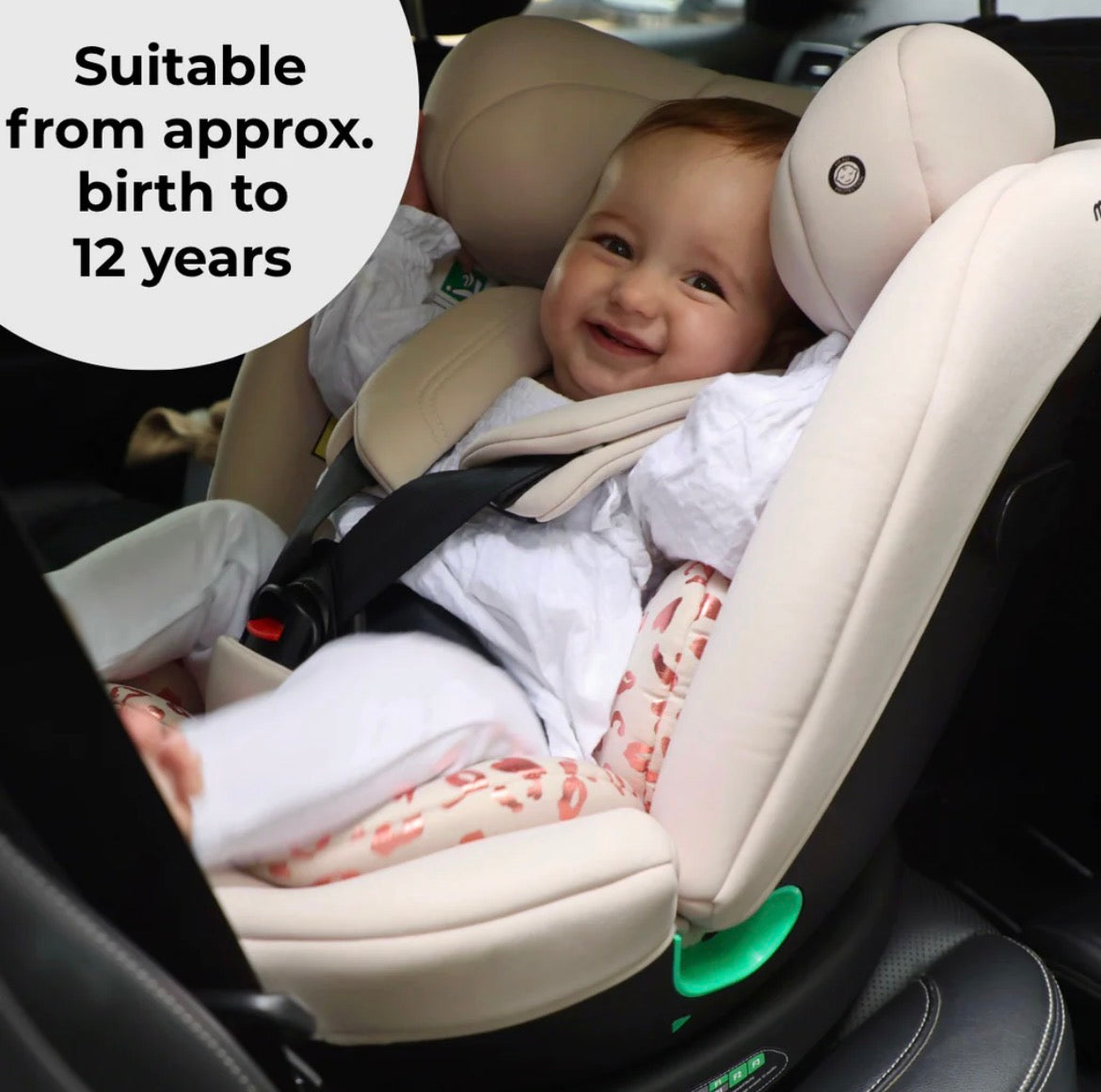 My Babiie Easy Spin R129 Car Seat with Top Tether - Pink Leopard
