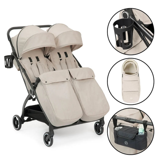 Ickle Bubba Aries Double prime  Autofold Stroller, Stone *PRE ORDER BEGINNER OCTOBER