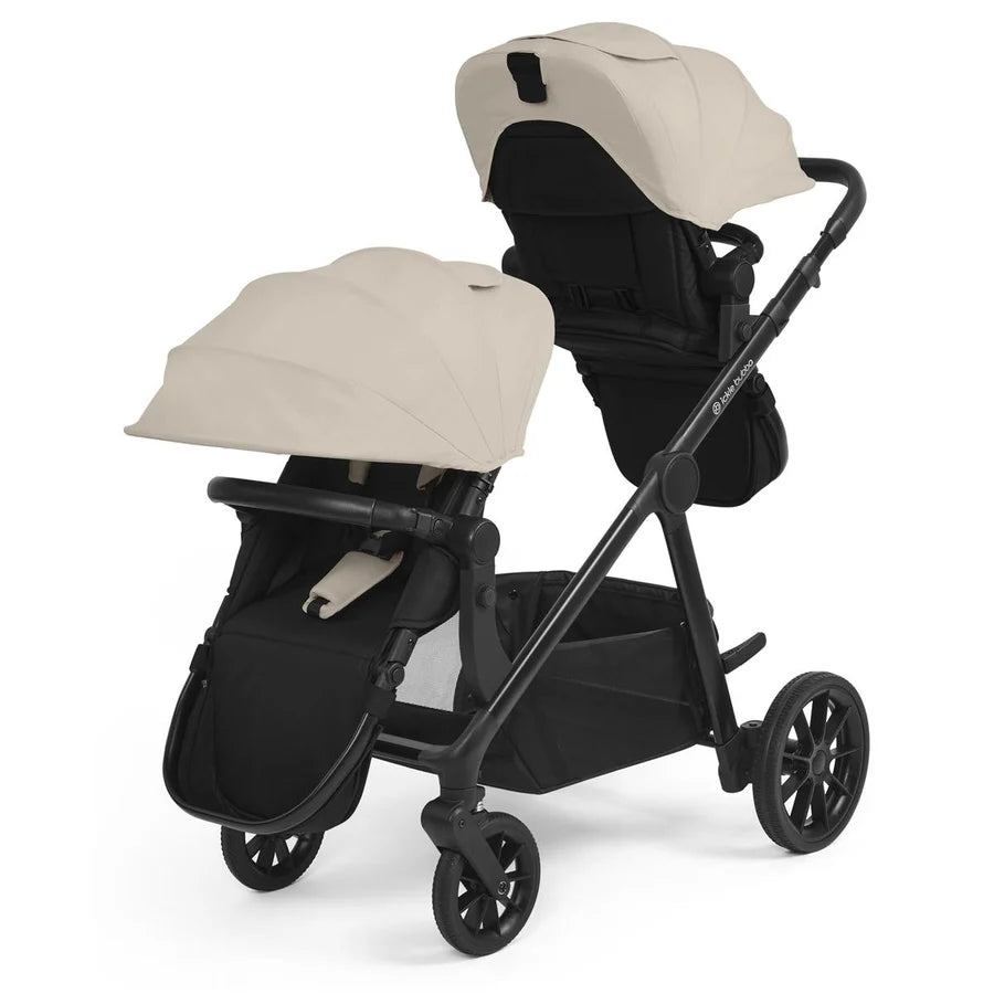 Ickle Bubba Virgo Twin 18 Piece Travel System with i-Size Nimbus Car Seats & Spin ISOFIX Bases -Stone