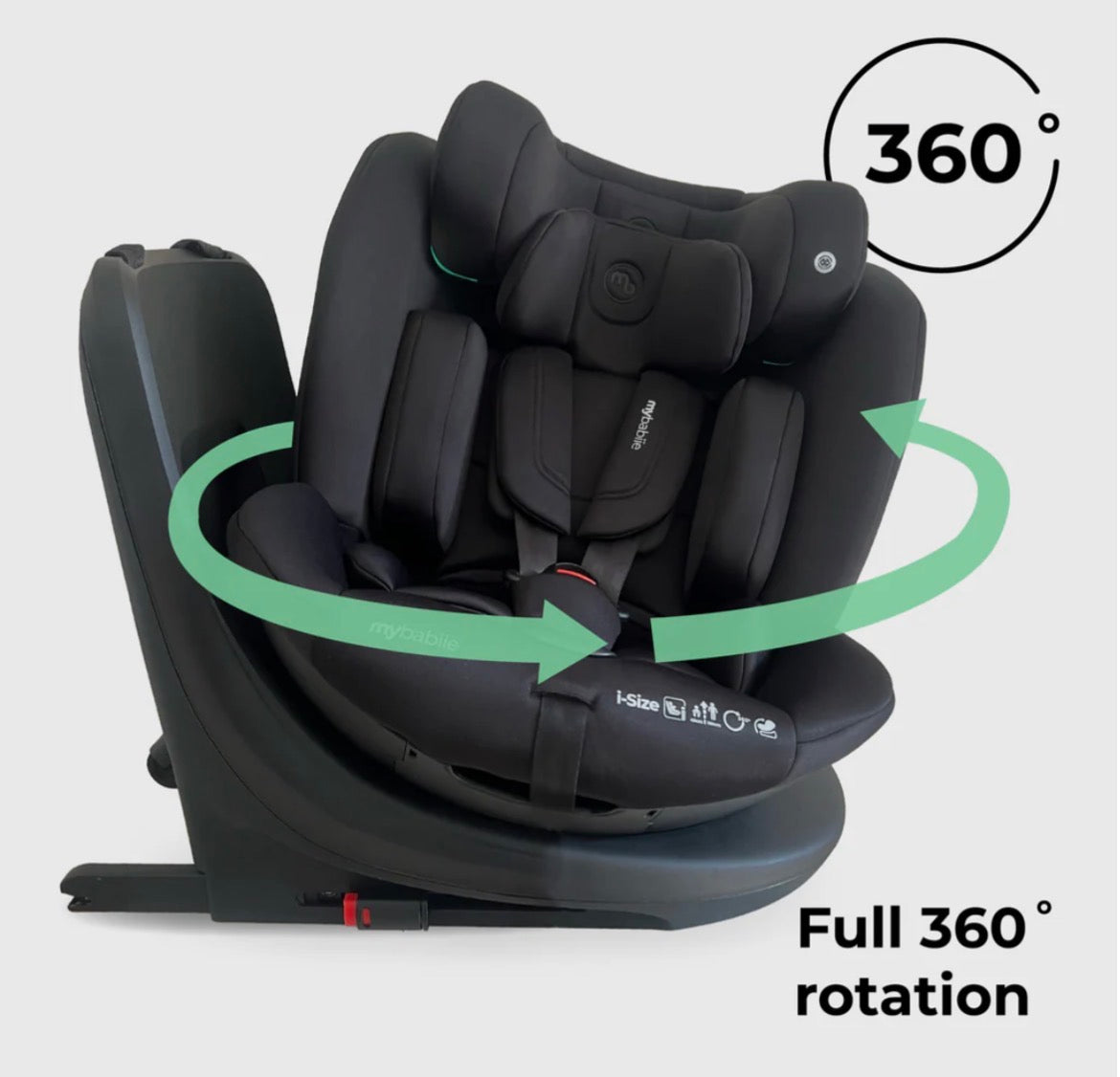 My Babiie Easy Spin R129 Car Seat com with Top Tether - Black