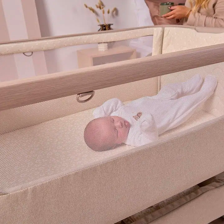 Tutti Bambini Cozee Air 2 Bedside Crib – Soft Walnut/Cocoa