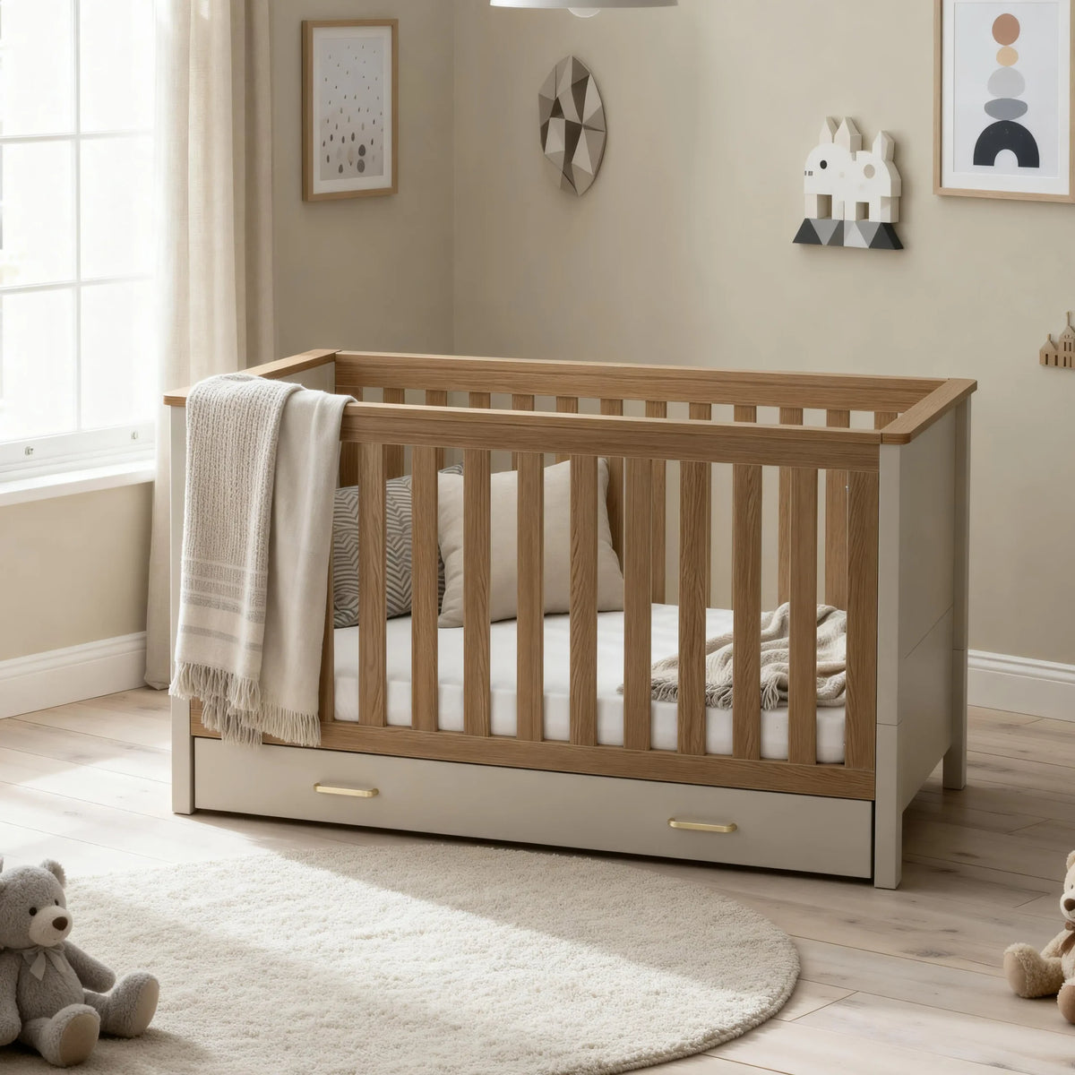 Babymore Mira cot bed - Cashmere warm oak