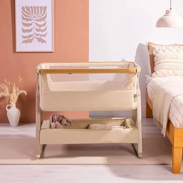 Tutti Bambini Cozee Air 2 Bedside Crib – Toasted Oak/Sand