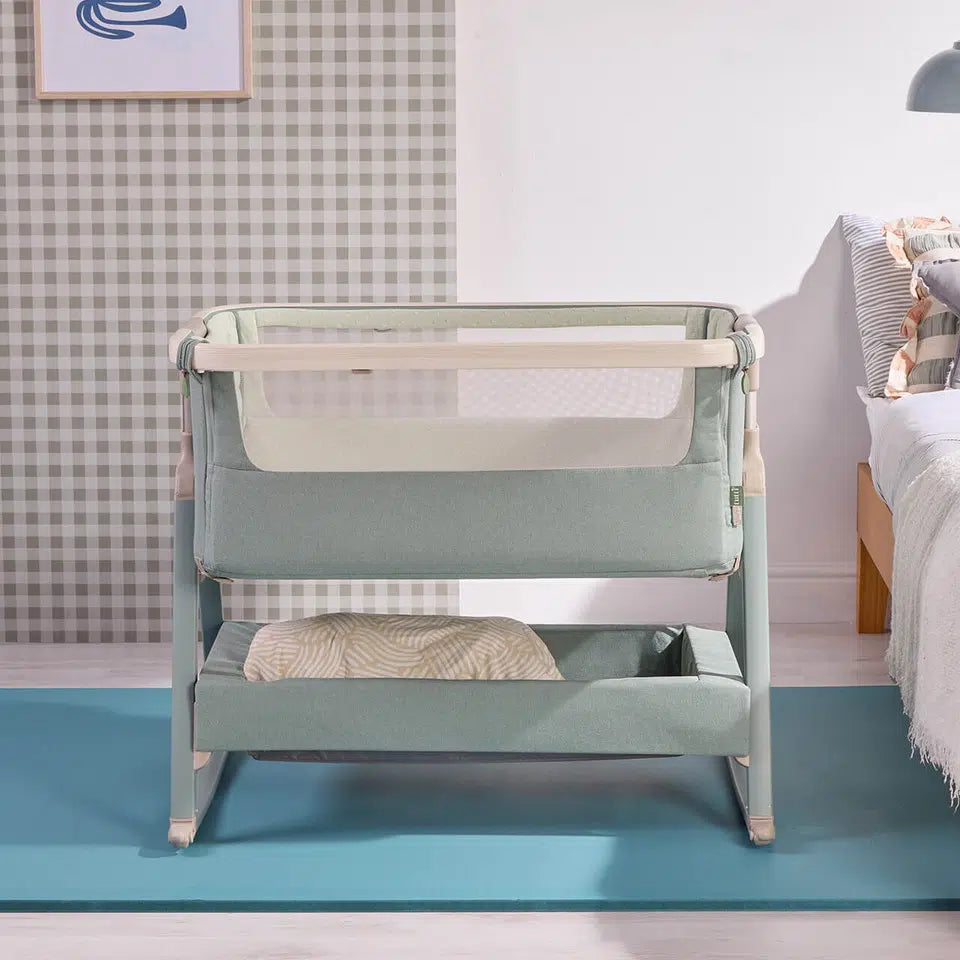 Tutti Bambini Cozee Air 2 Bedside Crib – Whitewash/Kelp