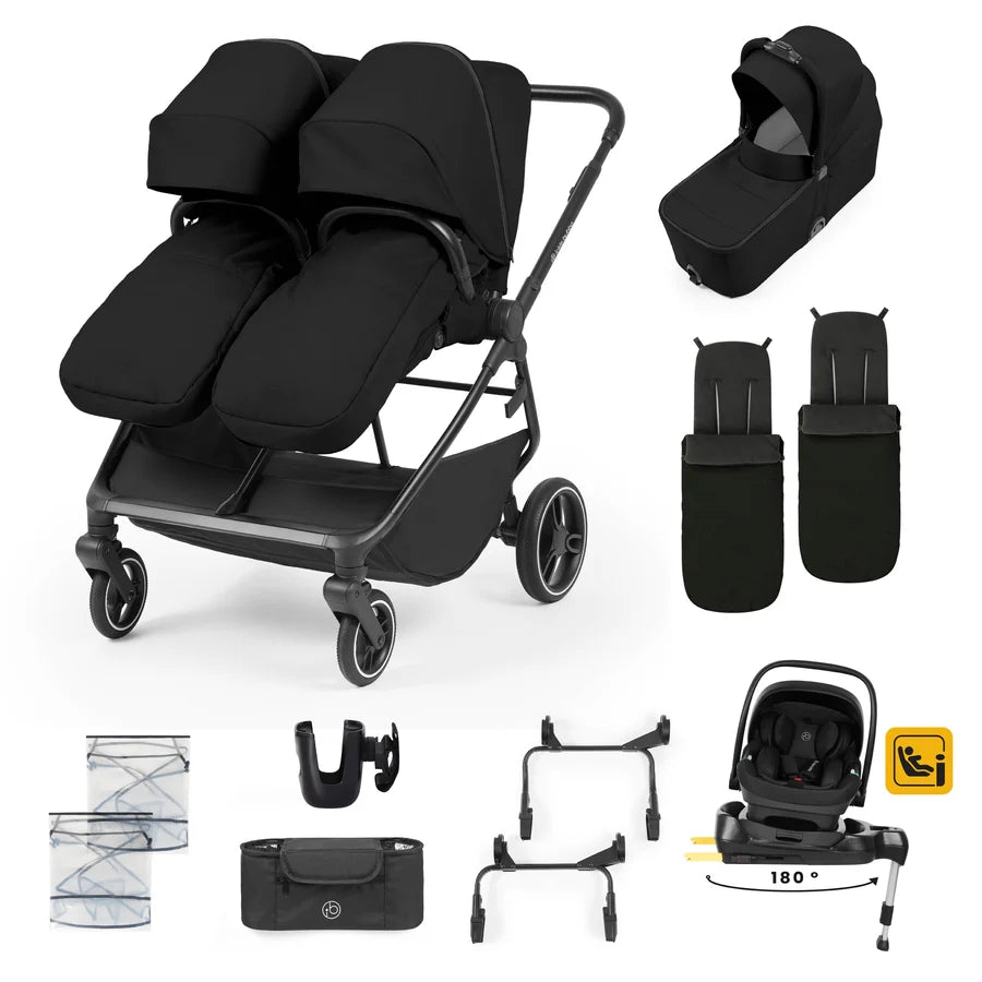 Ickle Bubba Altair Growing Families 13 Piece Travel System with i-Size Nimbus 180 Spin Car Seat & ISOFIX Base, Black *PRE ORDER BEGINNING OCTOBER