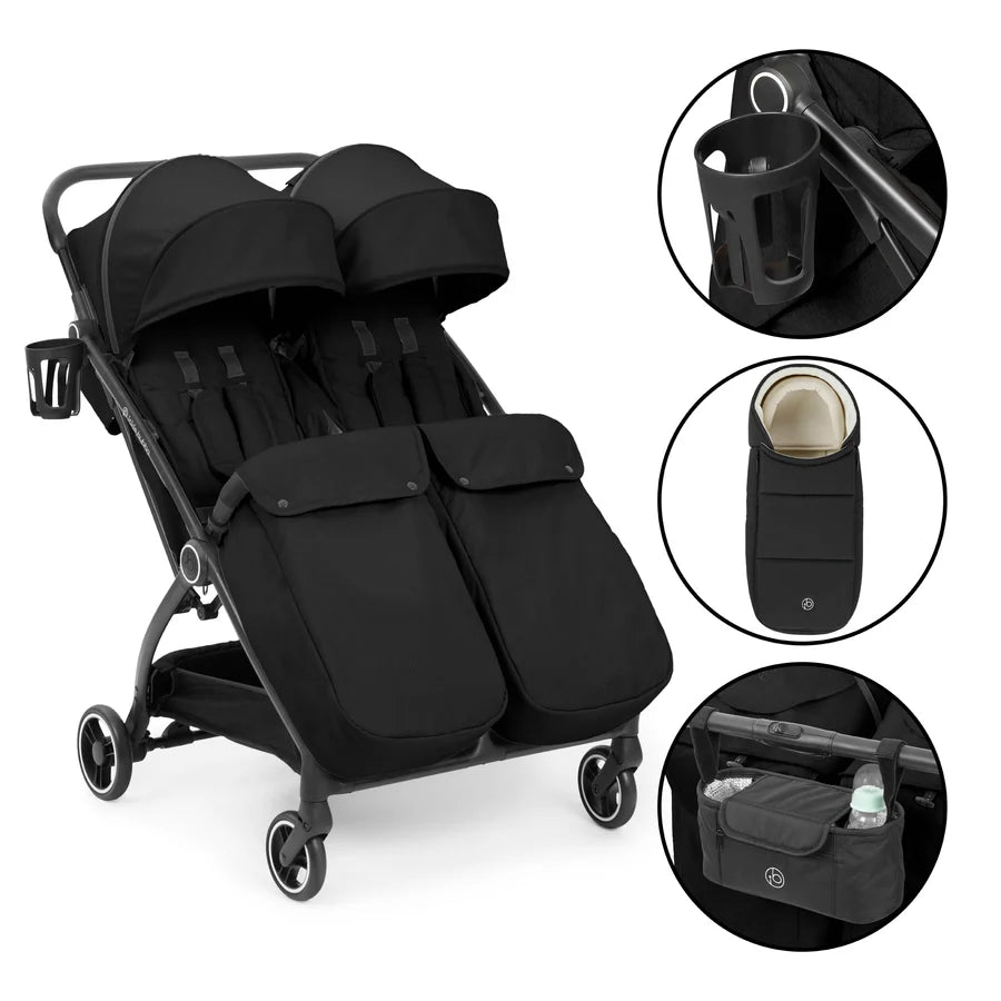 Ickle Bubba Aries Double prime  Autofold Stroller, Black *PRE ORDER BEGINNER OCTOBER