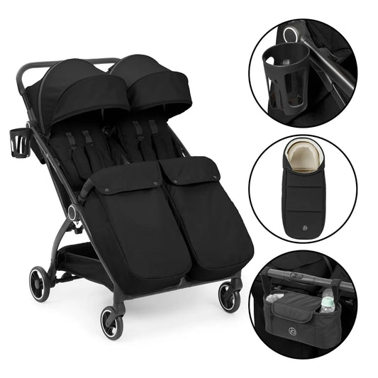 Ickle Bubba Aries Double prime  Autofold Stroller, Black *PRE ORDER BEGINNER OCTOBER