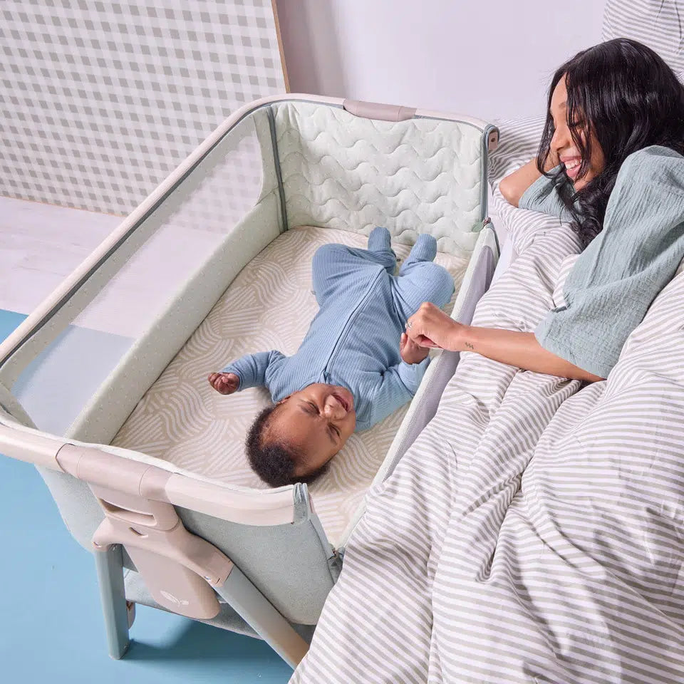 Tutti Bambini Cozee Air 2 Bedside Crib – Whitewash/Kelp