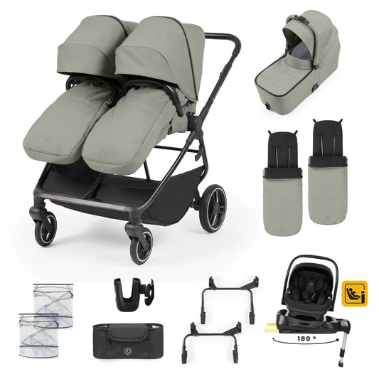 Ickle Bubba Altair Growing Families 13 Piece Travel System with i-Size Nimbus 180 Spin Car Seat & ISOFIX Base, Laurel Green   *PRE ORDER BEGINNING OCTOBER