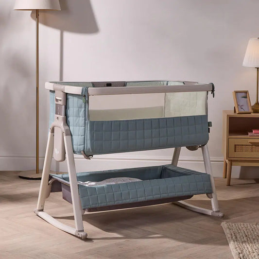 Tutti Bambini Cozee Sense Bedside Crib – Whitewash/Kelp
