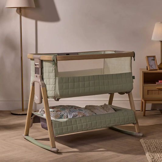 Tutti Bambini Cozee Sense Bedside Crib – Drifted Oak/Eucalyptus