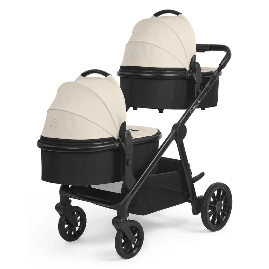 Ickle Bubba Virgo Twin 18 Piece Travel System with i-Size Nimbus Car Seats & Spin ISOFIX Bases -Stone