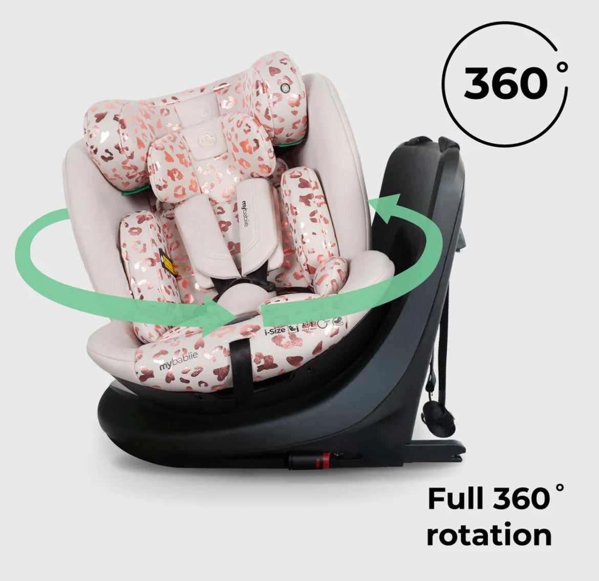 My Babiie Easy Spin R129 Car Seat with Top Tether - Pink Leopard