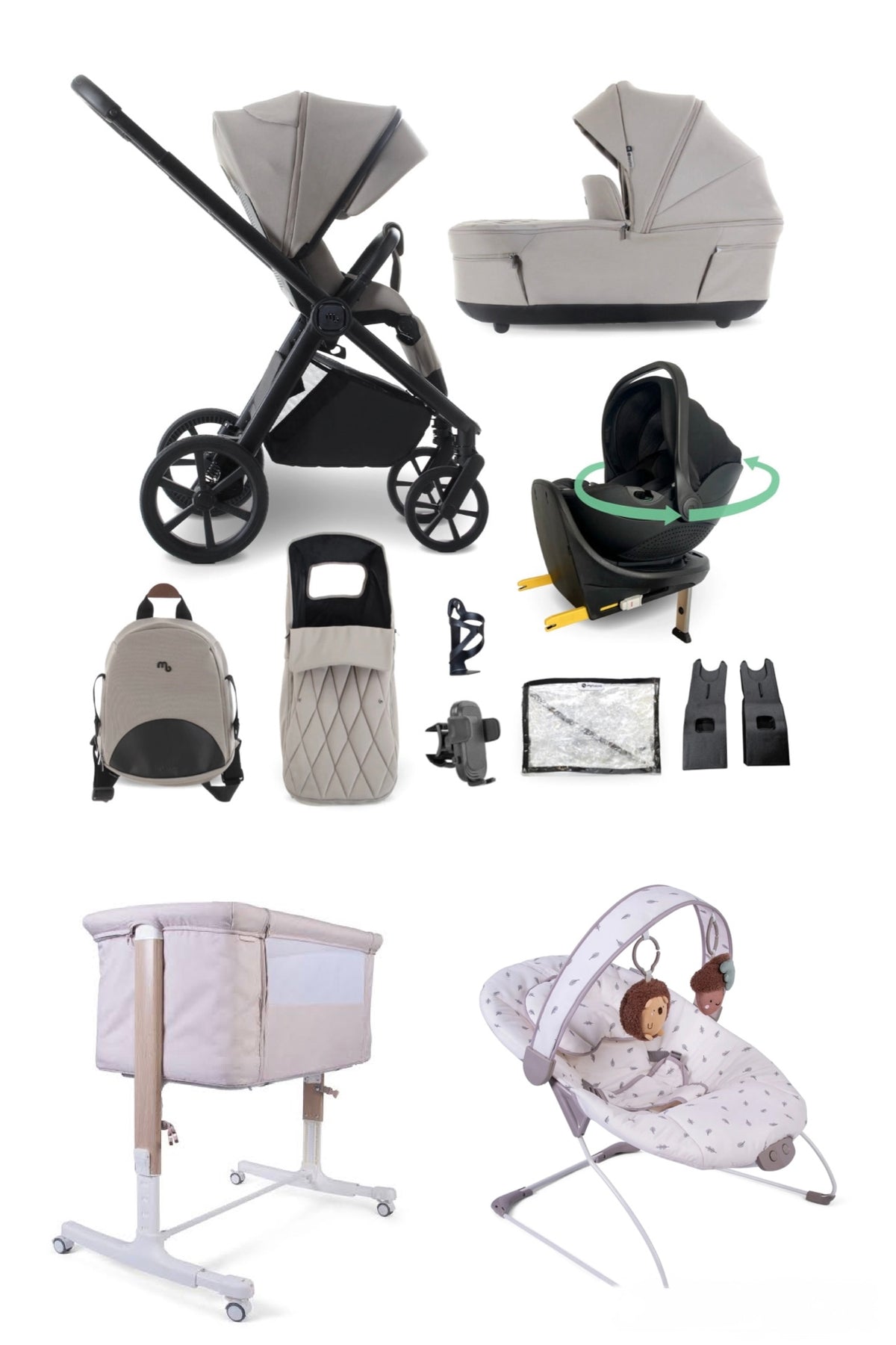 The Baby Luxe Bundle My Babiie MB450 Luxe Travel System - Mink  *PRE ORDER
